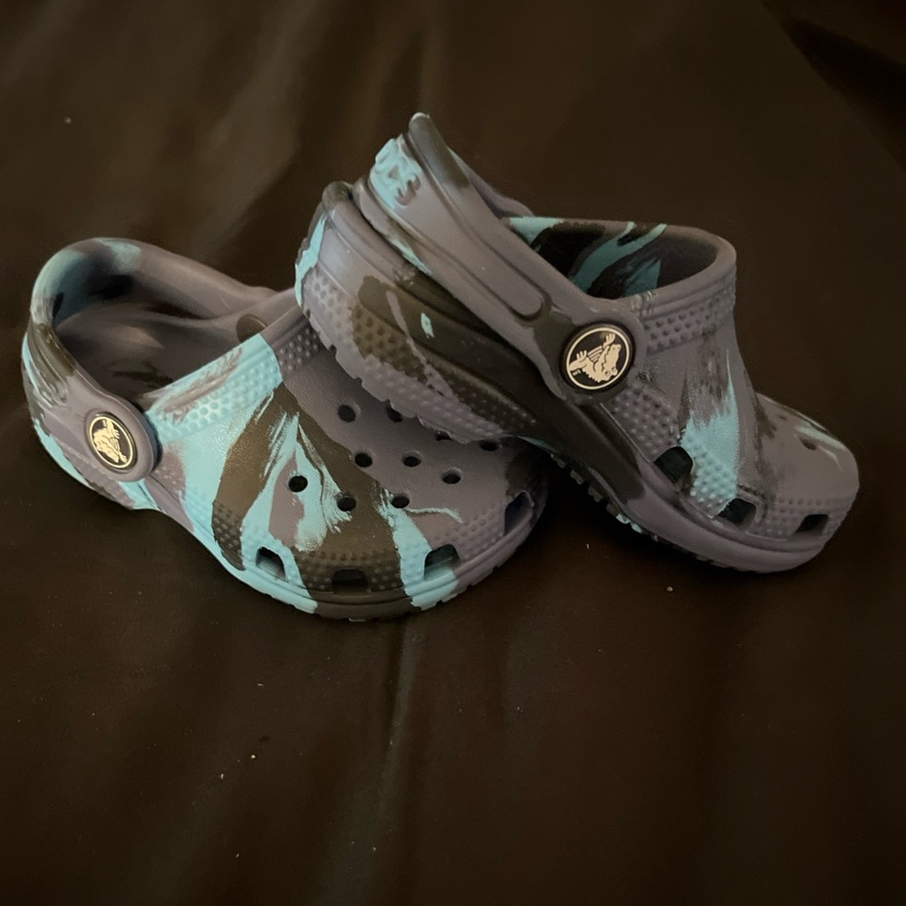 CROCS Blue and Black Sandals with Perforated Design